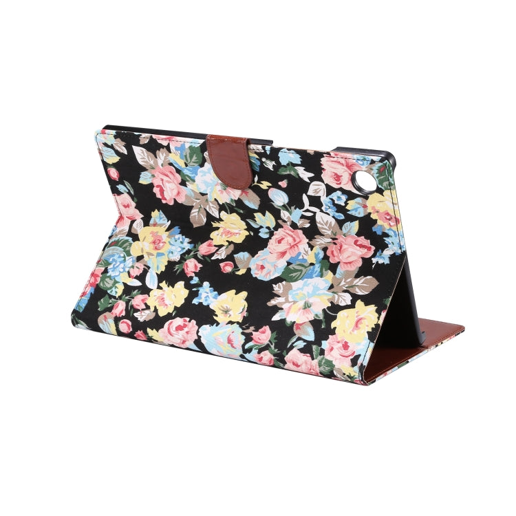 For Samsung Galaxy Tab A8 10.5 2021 X200 / X205 Flower Cloth Leather Smart Tablet Case(Black) - Other Galaxy Tab PC by PMC Jewellery | Online Shopping South Africa | PMC Jewellery