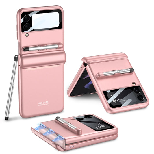 For Samsung Galaxy Z Flip3 5G GKK Magnetic Full Coverage Phone Flip Case with Pen(Pink) - Galaxy Phone Cases by GKK | Online Shopping South Africa | PMC Jewellery