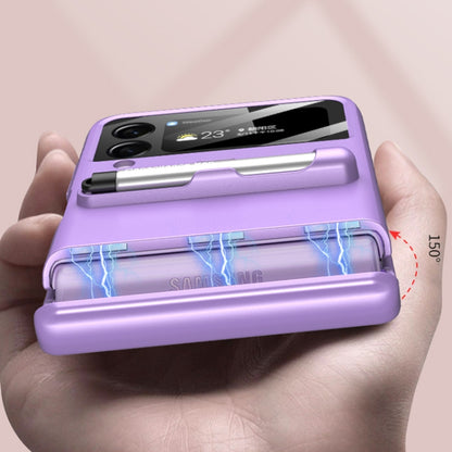 For Samsung Galaxy Z Flip3 5G GKK Magnetic Full Coverage Phone Flip Case with Pen(Purple) - Galaxy Phone Cases by GKK | Online Shopping South Africa | PMC Jewellery