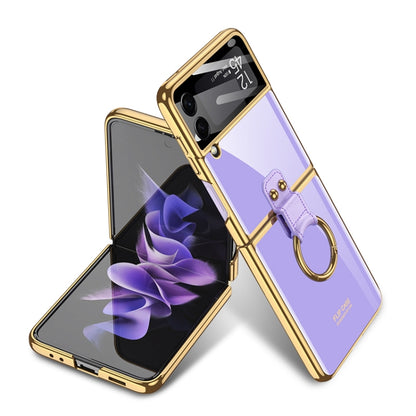 For Samsung Galaxy Z Flip3 5G GKK Integrated Solid Color Plating Phone Case with Ring Holder(Lavender Purple) - Galaxy Phone Cases by GKK | Online Shopping South Africa | PMC Jewellery