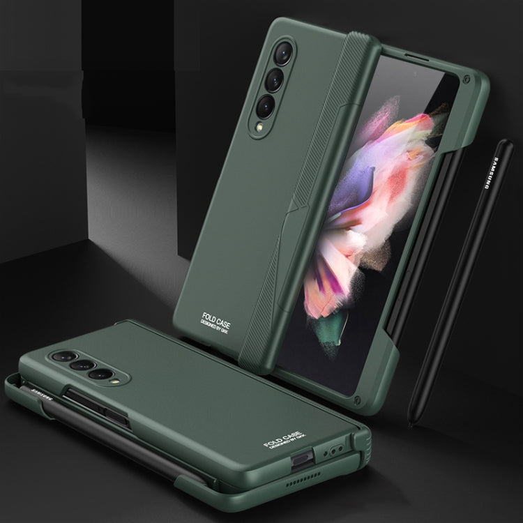 For Samsung Galaxy Z Fold3 5G GKK Magnetic Hinged Phone Flip Case with Side Pen Slot(Dark Green) - Galaxy Phone Cases by GKK | Online Shopping South Africa | PMC Jewellery