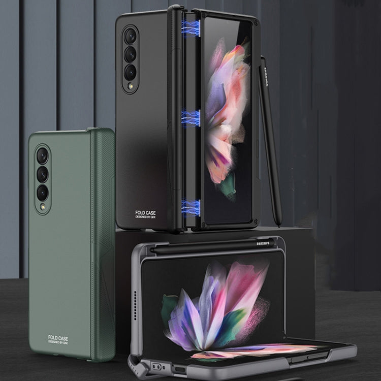 For Samsung Galaxy Z Fold3 5G GKK Magnetic Hinged Phone Flip Case with Side Pen Slot(Dark Green) - Galaxy Phone Cases by GKK | Online Shopping South Africa | PMC Jewellery