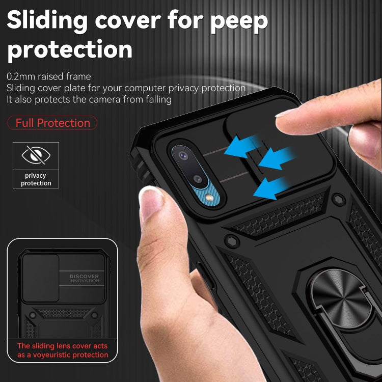 For Samsung Galaxy A02 Sliding Camshield Holder Phone Case(Black) - Galaxy Phone Cases by PMC Jewellery | Online Shopping South Africa | PMC Jewellery