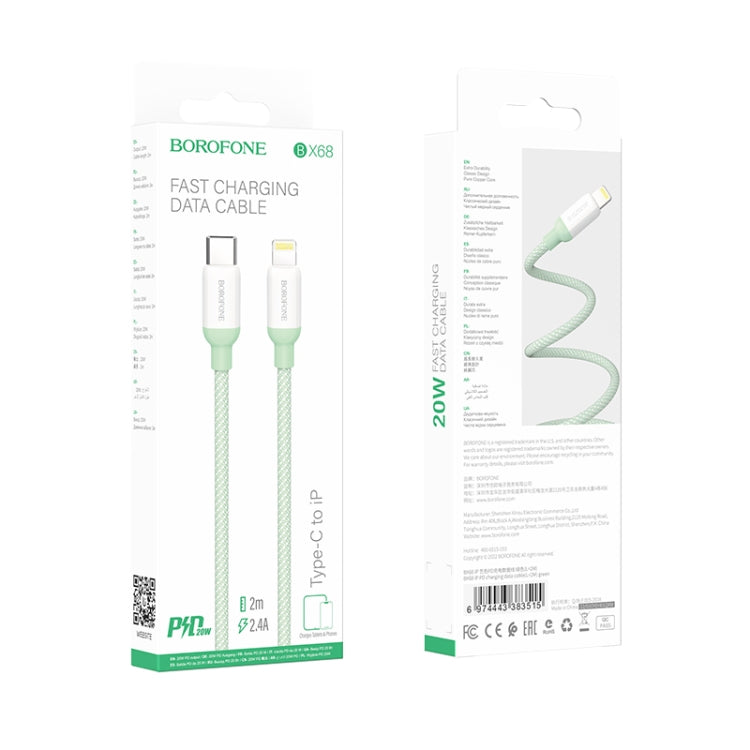 Borofone BX68 2.4A USB-C / Type-C to 8 Pin PD Charging Data Cable, Length:2m(Green) - Normal Style Cable by Borofone | Online Shopping South Africa | PMC Jewellery