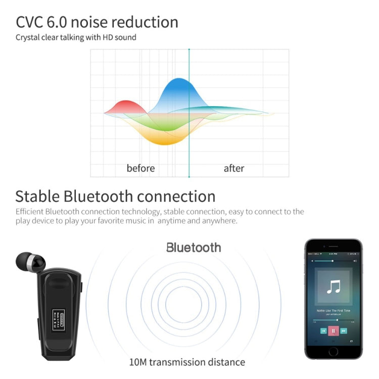 Fineblue F990 CVC6.0 Noise Reduction Lavalier Bluetooth Earphone, Support Vibration Reminder(Black) - Bluetooth Earphone by Fineblue | Online Shopping South Africa | PMC Jewellery