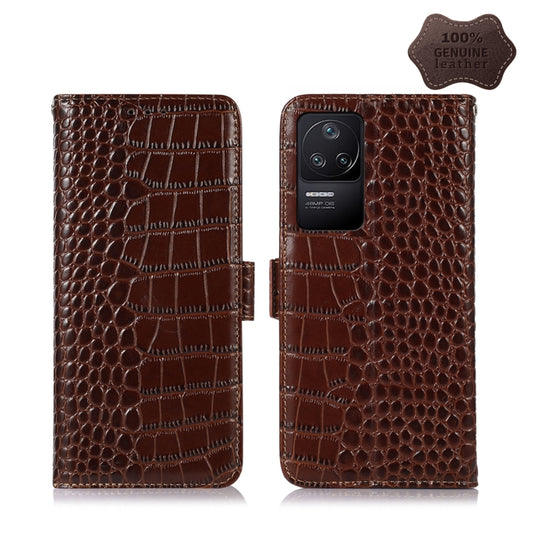 For Xiaomi Redmi K40S Crocodile Top Layer Cowhide Leather Phone Case(Brown) - Xiaomi Cases by PMC Jewellery | Online Shopping South Africa | PMC Jewellery