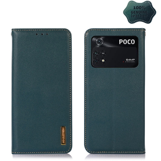 For Xiaomi Poco M4 Pro 4G KHAZNEH Nappa Top Layer Cowhide Leather Phone Case(Green) - Xiaomi Cases by PMC Jewellery | Online Shopping South Africa | PMC Jewellery