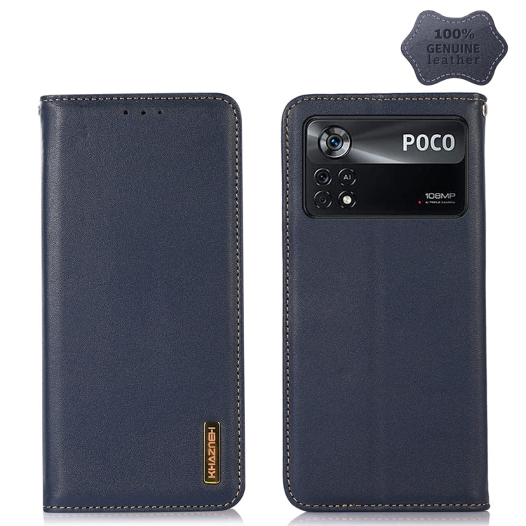 For Xiaomi Poco X4 Pro 5G KHAZNEH Nappa Top Layer Cowhide Leather Phone Case(Blue) - Xiaomi Cases by PMC Jewellery | Online Shopping South Africa | PMC Jewellery