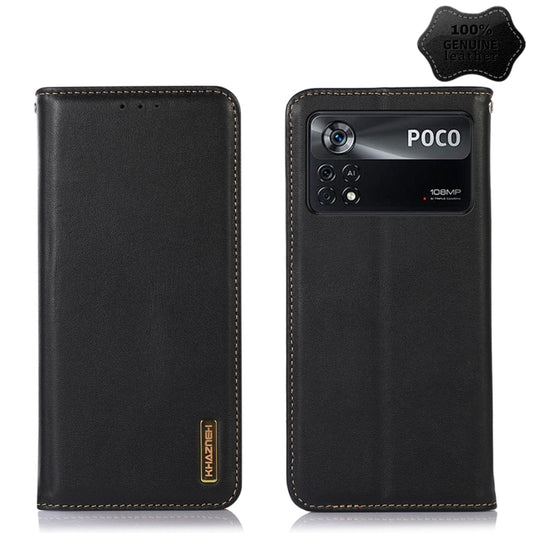 For Xiaomi Poco X4 Pro 5G KHAZNEH Nappa Top Layer Cowhide Leather Phone Case(Black) - Xiaomi Cases by PMC Jewellery | Online Shopping South Africa | PMC Jewellery