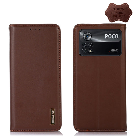 For Xiaomi Poco X4 Pro 5G KHAZNEH Nappa Top Layer Cowhide Leather Phone Case(Brown) - Xiaomi Cases by PMC Jewellery | Online Shopping South Africa | PMC Jewellery