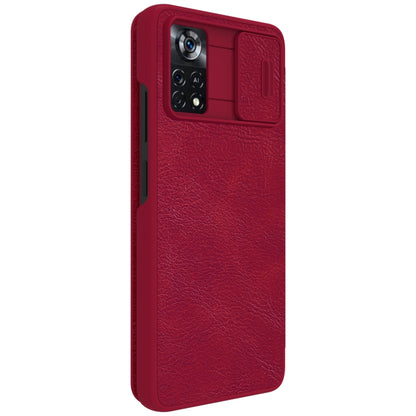 For Xiaomi Poco X4 Pro 5G NILLKIN QIN Series Pro Sliding Camera Cover Leather Phone Case(Red) - Xiaomi Cases by NILLKIN | Online Shopping South Africa | PMC Jewellery