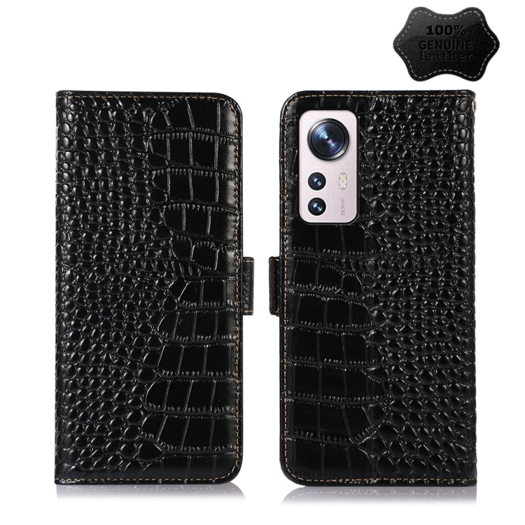 For Xiaomi 12 Lite Crocodile Top Layer Cowhide Leather Phone Case(Black) - Xiaomi Cases by PMC Jewellery | Online Shopping South Africa | PMC Jewellery