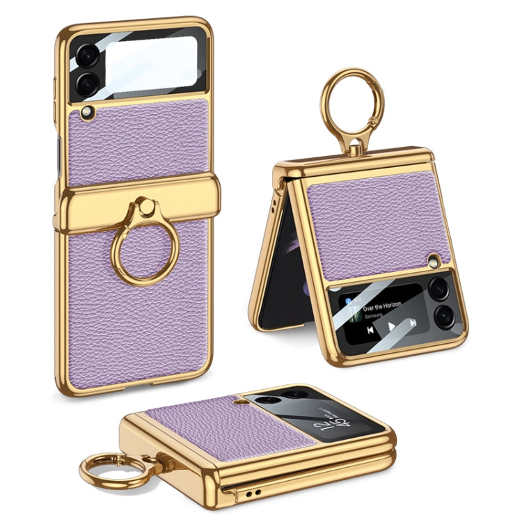 For Samsung Galaxy Z Flip3 5G GKK Integrated Plating + Leather Flip Phone Case(Dream Purple) - Galaxy Phone Cases by GKK | Online Shopping South Africa | PMC Jewellery