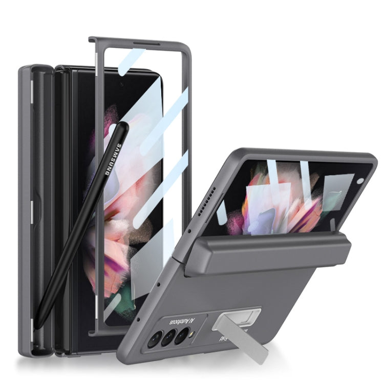 For Samsung Galaxy Z Fold3 5G GKK Integrated Magnetic Full Coverage Phone Flip Case with Pen Box(Grey) - Galaxy Phone Cases by GKK | Online Shopping South Africa | PMC Jewellery