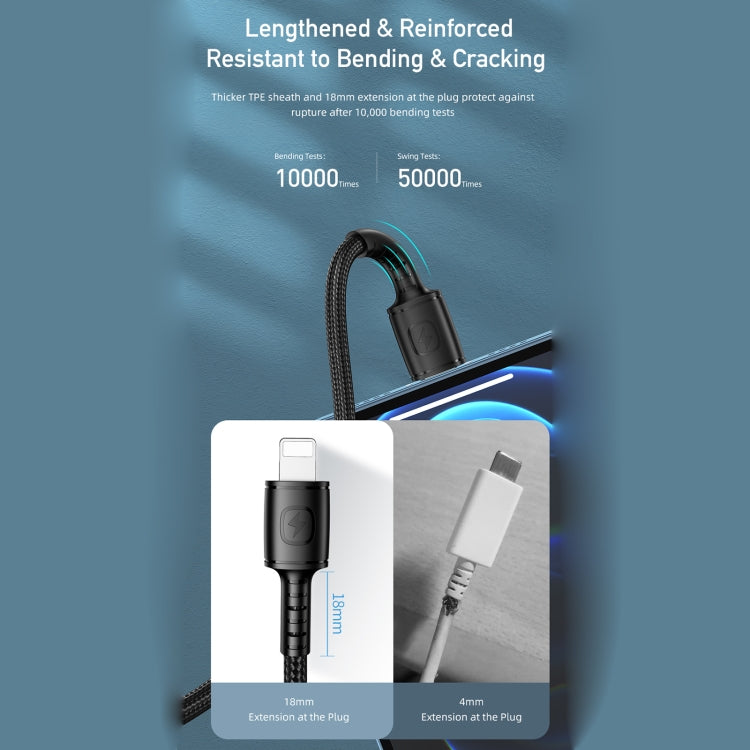 awei CL-118L 20W Type-C / USB-C to 8 Pin Fast Charging Data Cable, Length: 1m(Black) - Normal Style Cable by awei | Online Shopping South Africa | PMC Jewellery