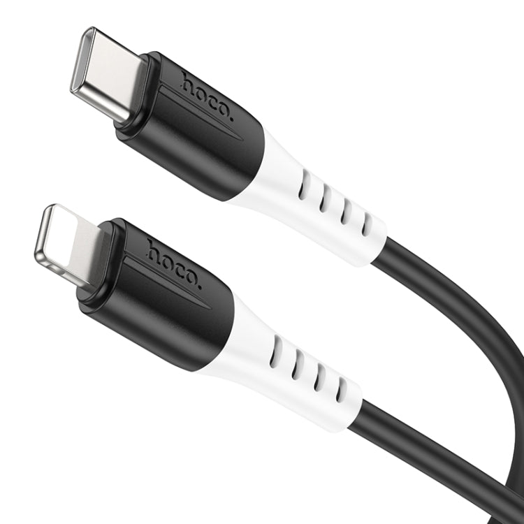 hoco 20W X82 3A PD USB-C / Type-C to 8 Pin Silicone Charging Data Cable,Length: 1m(Black) - 2 in 1 Cable by hoco | Online Shopping South Africa | PMC Jewellery