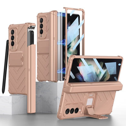 For Samsung Galaxy Z Fold3 5G GKK Integrated Magnetic Armor Flip Phone Case With Pen Box(Mist Gold) - Galaxy Phone Cases by GKK | Online Shopping South Africa | PMC Jewellery