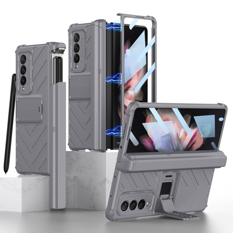 For Samsung Galaxy Z Fold3 5G GKK Integrated Magnetic Armor Flip Phone Case With Pen Box(Grey) - Galaxy Phone Cases by GKK | Online Shopping South Africa | PMC Jewellery