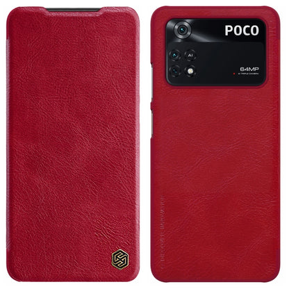 For Xiaomi Poco M4 Pro NILLKIN QIN Series Crazy Horse Texture Leather Phone Case(Red) - Xiaomi Cases by NILLKIN | Online Shopping South Africa | PMC Jewellery