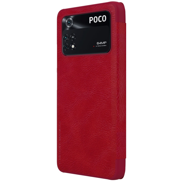 For Xiaomi Poco M4 Pro NILLKIN QIN Series Crazy Horse Texture Leather Phone Case(Red) - Xiaomi Cases by NILLKIN | Online Shopping South Africa | PMC Jewellery