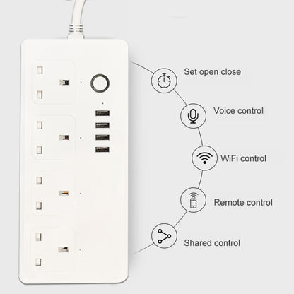 WIFI  13A SM-SO301-K 4 Holes + 4 USB Multi-purpose Smart Power Strip, UK Plug - Smart Socket by PMC Jewellery | Online Shopping South Africa | PMC Jewellery