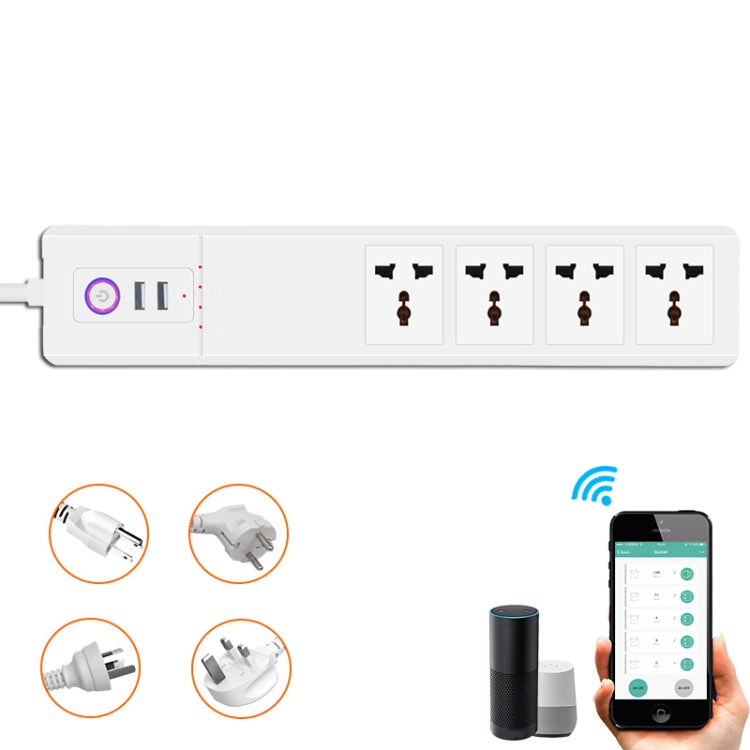 WiFi 10A SM-SO306-M 4 Holes + 2 USB Multi-purpose Smart Power Strip(EU Plug) - Smart Socket by PMC Jewellery | Online Shopping South Africa | PMC Jewellery