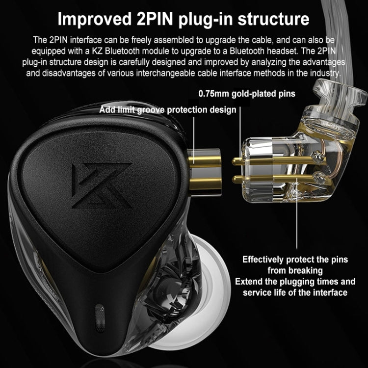 KZ-ZEX PRO 1.2m Electrostatic Coil Iron Hybrid In-Ear Headphones, Style:With Microphone(Black) - In Ear Wired Earphone by KZ | Online Shopping South Africa | PMC Jewellery