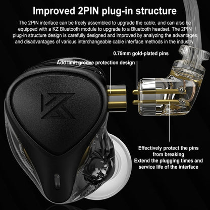 KZ-ZEX PRO 1.2m Electrostatic Coil Iron Hybrid In-Ear Headphones, Style:Without Microphone(Black) - In Ear Wired Earphone by KZ | Online Shopping South Africa | PMC Jewellery
