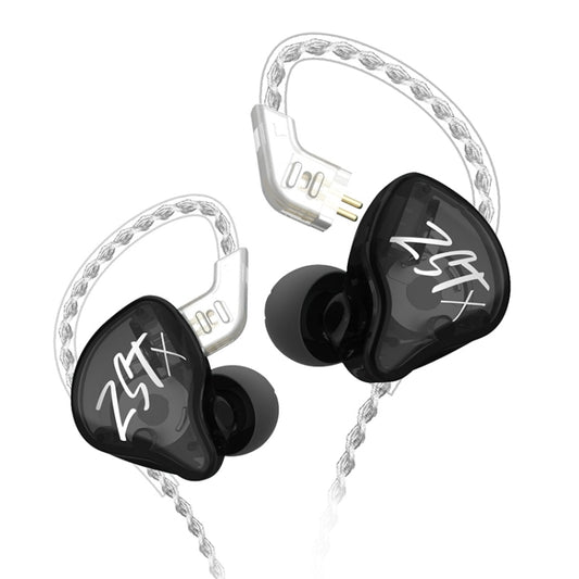 KZ-ZST X 1.25m Ring Iron Hybrid Driver In-Ear Noise Cancelling Earphone, Style:Without Microphone(Black) - In Ear Wired Earphone by KZ | Online Shopping South Africa | PMC Jewellery