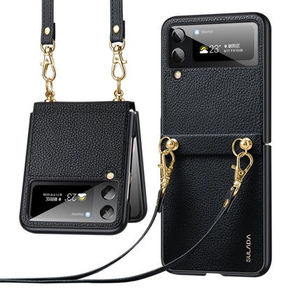 For Samsung Galaxy Z Flip3 5G SULADA Litchi Texture Leather + TPU Phone Case with Strap(Black) - Galaxy Phone Cases by SULADA | Online Shopping South Africa | PMC Jewellery