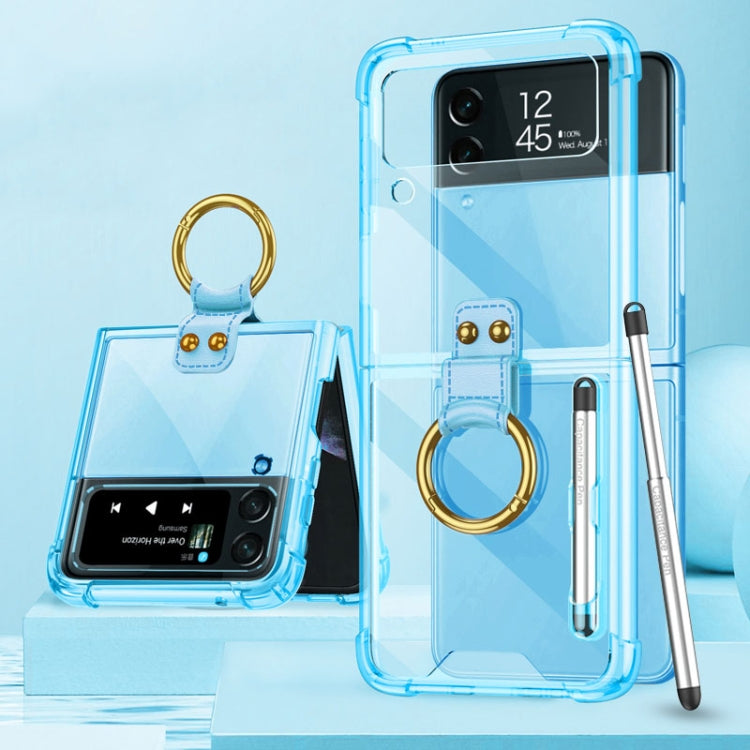 For Samsung Galaxy Z Flip4 GKK Airbag Protective Phone Case with Ring & Pen(Blue) - Galaxy Z Flip4 5G Cases by GKK | Online Shopping South Africa | PMC Jewellery