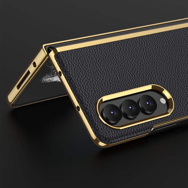 For Samsung Galaxy Z Fold4 GKK Electroplating Leather Surface Phone Case(Gold Coffee) - Galaxy Z Fold4 5G Cases by GKK | Online Shopping South Africa | PMC Jewellery