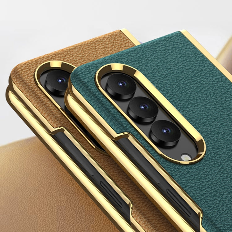 For Samsung Galaxy Z Fold4 GKK Electroplating Leather Surface Phone Case(Gold Coffee) - Galaxy Z Fold4 5G Cases by GKK | Online Shopping South Africa | PMC Jewellery