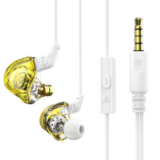 QKZ DMX Sports In-ear HIFI 3.5mm Wired Control Earphone with Mic(Transparent Yellow) - In Ear Wired Earphone by QKZ | Online Shopping South Africa | PMC Jewellery