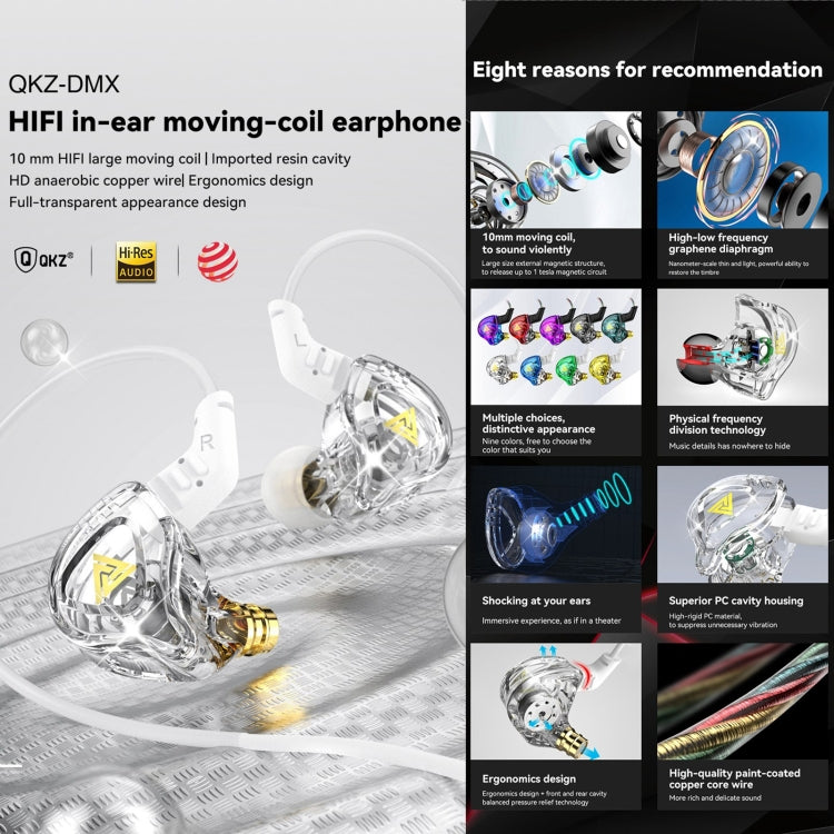 QKZ DMX Sports In-ear HIFI 3.5mm Wired Control Earphone with Mic(Transparent Yellow) - In Ear Wired Earphone by QKZ | Online Shopping South Africa | PMC Jewellery