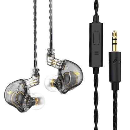 QKZ ZXT Sports In-ear Wired Control Plug HIFI Stereo Stage Monitor Earphone, Style:with Mic(Transparent Grey) - In Ear Wired Earphone by QKZ | Online Shopping South Africa | PMC Jewellery