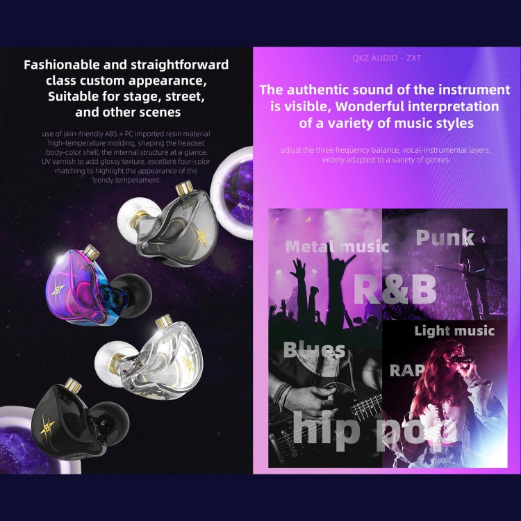 QKZ ZXT Sports In-ear Wired Control Plug HIFI Stereo Stage Monitor Earphone, Style:with Mic(Transparent) - In Ear Wired Earphone by QKZ | Online Shopping South Africa | PMC Jewellery