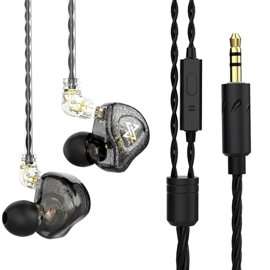 QKZ AK6 MAX In-ear Dynamic Subwoofer Wire-controlled Earphone, Version:with Mic Version(Transparent Black) - In Ear Wired Earphone by QKZ | Online Shopping South Africa | PMC Jewellery