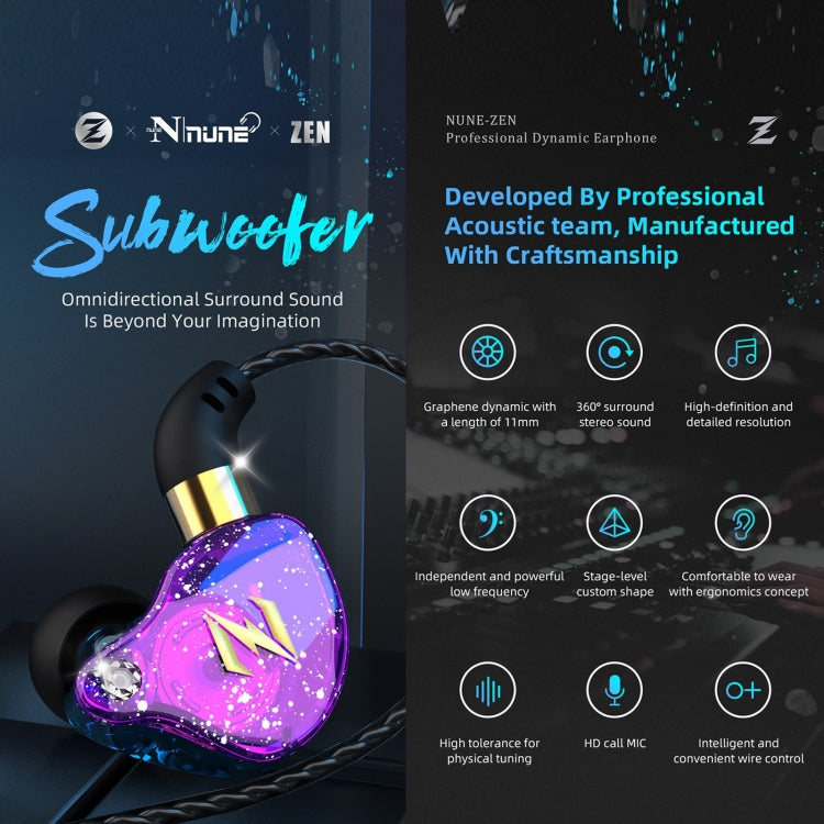 QKZ ZEN In-ear Subwoofer Wire-controlled Music Running Sports Earphone with Mic(Colorful) - In Ear Wired Earphone by QKZ | Online Shopping South Africa | PMC Jewellery
