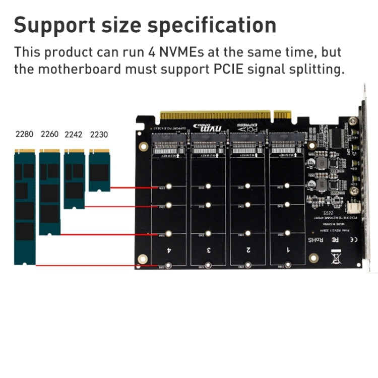 PH44 NVME 4 Disk Array Card PCI-E Signal Split Array Card - Card Adapter by PMC Jewellery | Online Shopping South Africa | PMC Jewellery