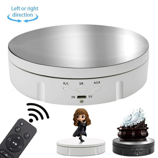 14.6cm Remote Mirror USB Electric Rotating Turntable Display Stand, Load: 10kg(White) -  by PMC Jewellery | Online Shopping South Africa | PMC Jewellery