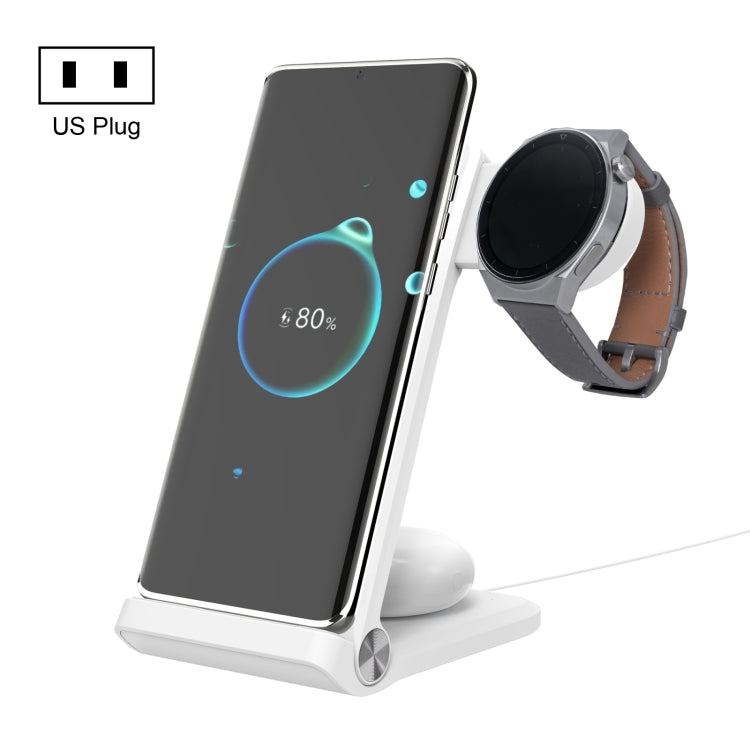 NILLKIN NKT12 3-in-1 Wireless Charger with Huawei Watch Charger, Plug Type:US Plug(White) - Wireless Charger by NILLKIN | Online Shopping South Africa | PMC Jewellery