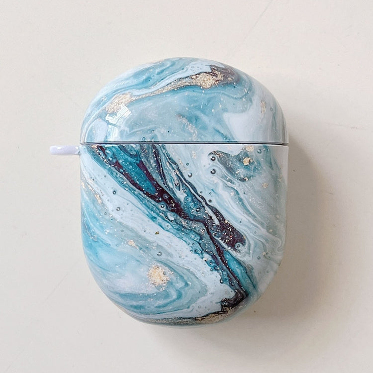 For Xiaomi Redmi Buds 4 Marble Texture PC Glossy Earphone Protective Case(Aqua Blue) - Xiaomi Earphone Case by PMC Jewellery | Online Shopping South Africa | PMC Jewellery