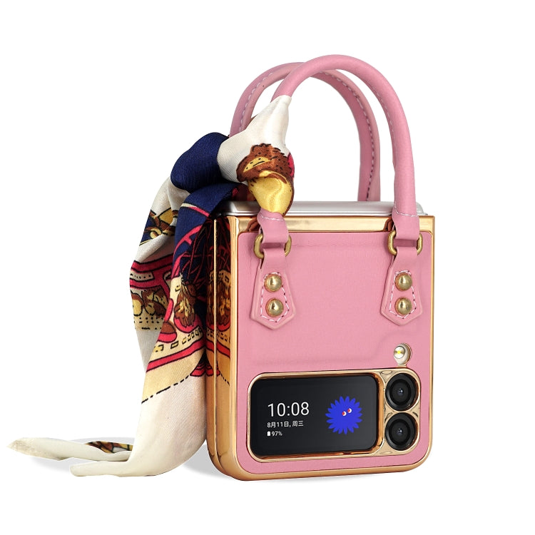 For Samsung Galaxy Z Flip3 5G GKK Handbag Design Leather + PC Phone Case(Pink) - Galaxy Phone Cases by GKK | Online Shopping South Africa | PMC Jewellery