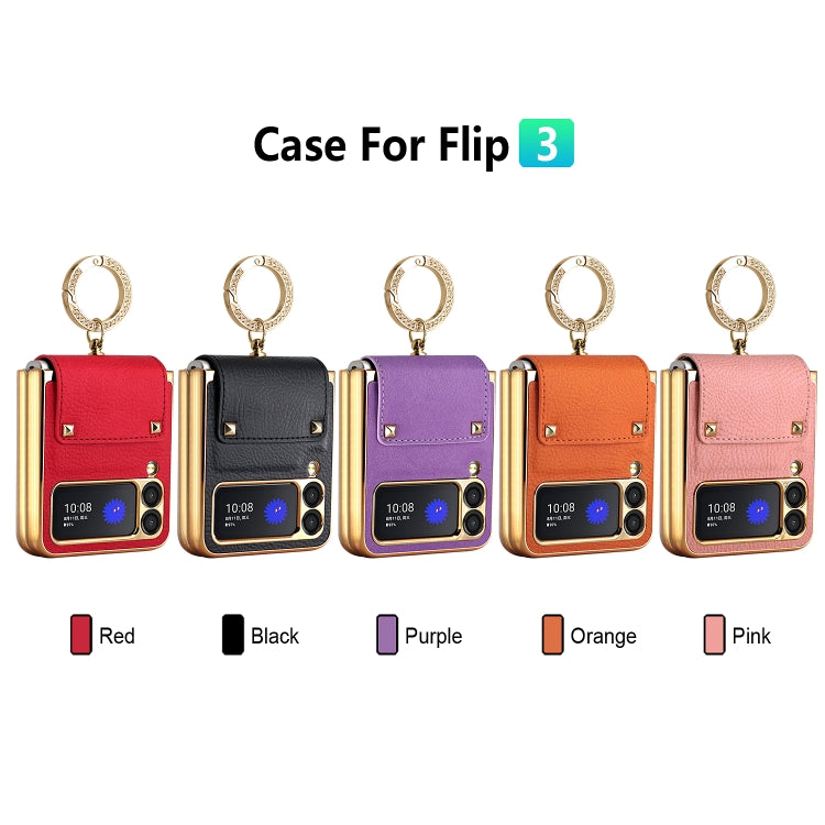 For Samsung Galaxy Z Flip3 5G GKK Colorful PU Phone Case with Ring Holder(Black) - Galaxy Phone Cases by GKK | Online Shopping South Africa | PMC Jewellery