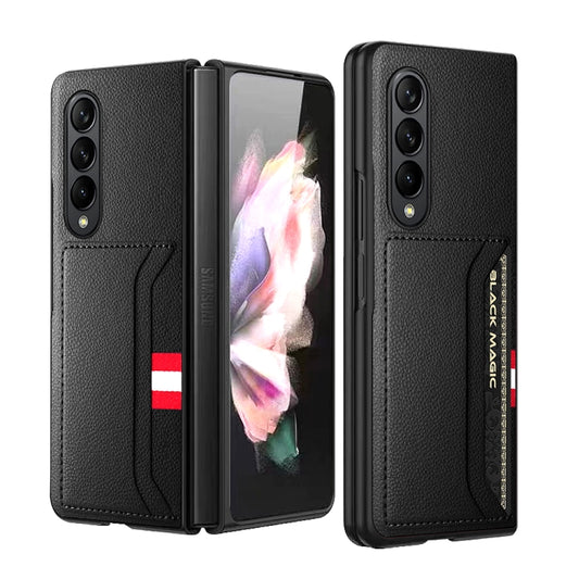 For Samsung Galaxy Z Fold4 5G GKK Litchi Texture Card Slot Phone Case(Black) - Galaxy Z Fold4 5G Cases by GKK | Online Shopping South Africa | PMC Jewellery