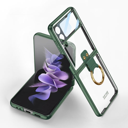 For Samsung Galaxy Z Flip4 GKK Integrated Electroplating Phone Case with Ring(Green) - Galaxy Z Flip4 5G Cases by GKK | Online Shopping South Africa | PMC Jewellery