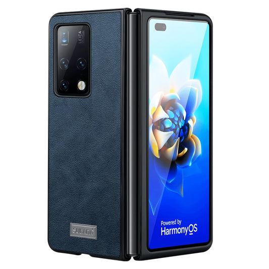 For Samsung Galaxy Z Fold4 SULADA Shockproof TPU + Handmade Leather Protective Case(Blue) - Galaxy Z Fold4 5G Cases by SULADA | Online Shopping South Africa | PMC Jewellery