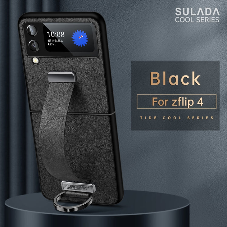 For Samsung Galaxy Z Flip4 SULADA Cool Series PC + Leather Texture Skin Feel Shockproof Phone Case(Black) - Galaxy Z Flip4 5G Cases by SULADA | Online Shopping South Africa | PMC Jewellery