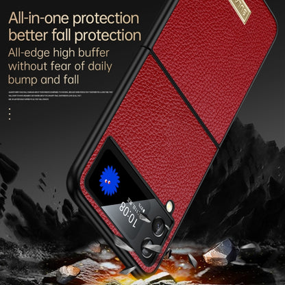 For Samsung Galaxy Z Flip4 SULADA Shockproof TPU + Handmade Leather Phone Case(Orange) - Galaxy Z Flip4 5G Cases by SULADA | Online Shopping South Africa | PMC Jewellery